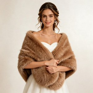 Châles en fausse fourrure tricotée pour femmes 2026, longueur moyenne, nouvelle mode printemps, noir, blanc clair et autres couleurs, style renard - Product Image 1