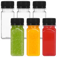 Bouteilles en plastique réutilisables de 60 ml avec couvercles, pour jus, smoothies, lait, conteneurs de boissons jetables, stock local US, 2 oz