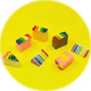 Hot Selling Rainbow Cake Resin Cabochon Sweet Cake For Doll House Miniature Food DIY Earring Pendant Phone Case Embellishment