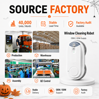 Robot de nettoyage de fenêtres électrique intelligent pour usage extérieur et hôtelier |   Nettoyage après Halloween : Peinture, Toiles d'araignées, Feuilles, Traces de colle, OEM personnalisé