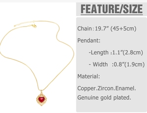 Collana con Sacro Cuore <span class=keywords><strong>di</strong></span> Gesù Placcata in Oro 18k, Pendente Cattolico con Zircone Rosso, Gioielli in Rame per Donne e Ragazze, Accessorio Regalo - Product Image 5