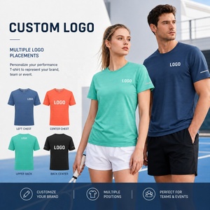 T-shirt de performance unisexe personnalisé avec logo, en tissu technique rafraîchissant, séchage rapide, vierge pour impression, uniforme d'équipe, OEM en gros - Product Image 2
