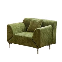Fauteuil pivotant en bois moderne avec revêtement en velours chenille, style rétro, assise confortable et luxueuse pour salon