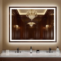 Manufacturer Wholesale Frameless Rectangle Float Glass LED Mirror Luxury Modern Large Bathroom Smart Mirror Touch Switch IP44