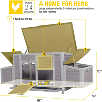 Poulailler 67.3 "grande maison de canard avec 4 nichoirs pour 2-4 poulets poulailler extérieur cage à poulet