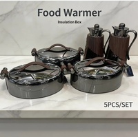 Grenzüberschreitender Bestseller: Zweistöckiger Edelstahl-Speisenwärmer, Isolierte Lunchbox, Thermos-Set, 5-teiliges Set, Thermobehälter