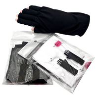 Guantes de Spandex Negros Transpirables para el Cuidado de las Uñas, Herramienta de Pulido de Manos, Protección Anti-UV para Lámpara de Gel, Guantes sin Dedos para Arte de Uñas