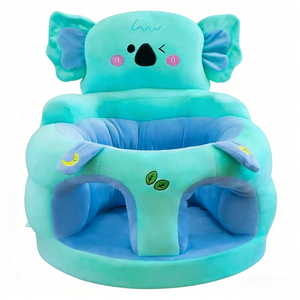 Asiento de aprendizaje para bebés de peluche de koala azul verdoso personalizado, sofá de entrenamiento anti-vuelco para bebés con bordado de hojas - Product Image 2