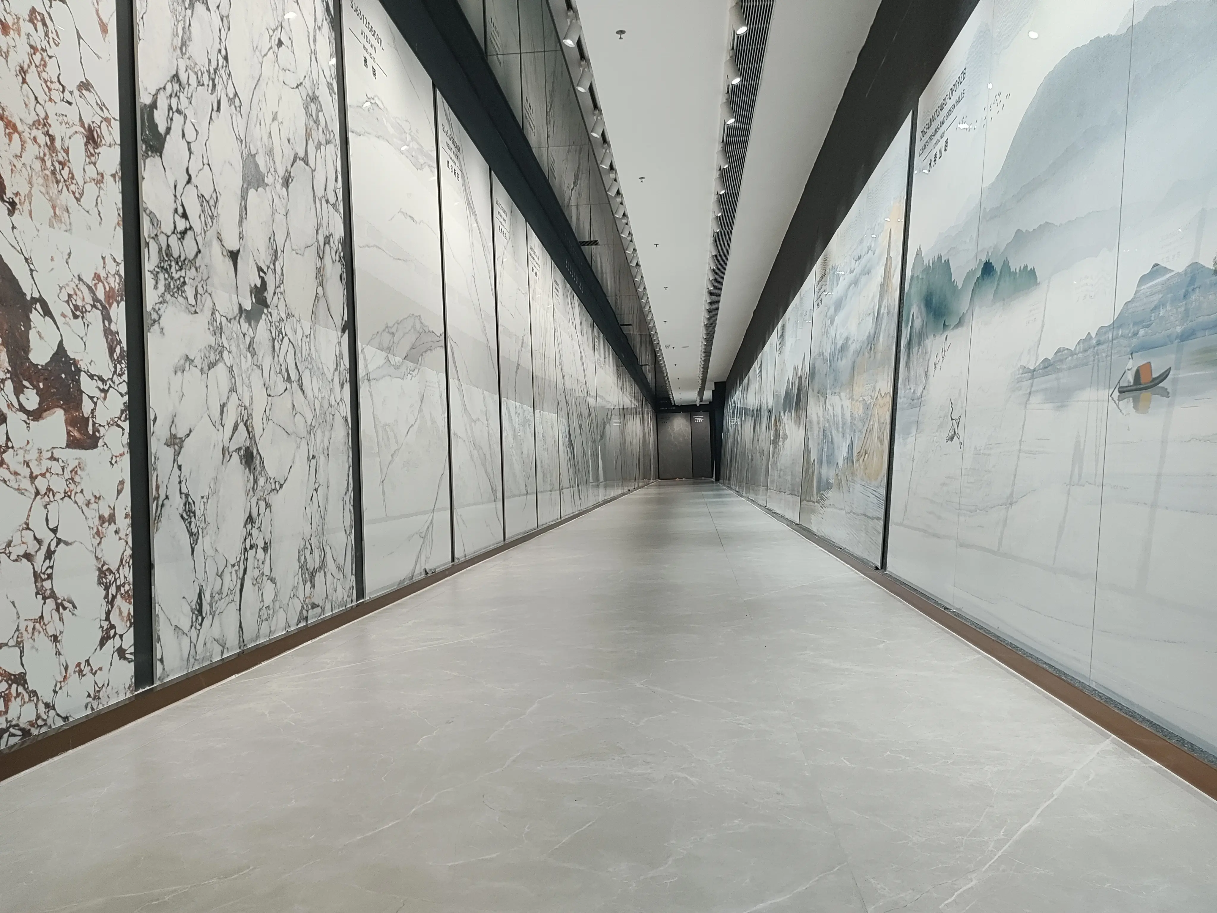 Panel dinding ubin marmer buatan, lembaran batu sinar latar belakang lantai 1200*2400*6mm