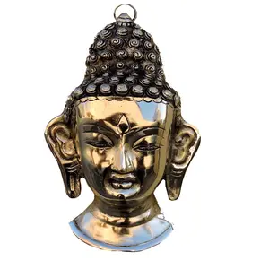 Estátua de Buda meditando de metal branco de qualidade premium antiga alta sentada esculpida à mão para decoração de casa do fornecedor indiano