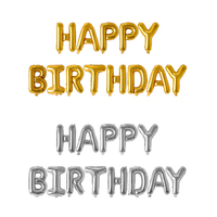 Fungram Ensemble de ballons en aluminium gonflables à l'hélium pour fête, 16 pouces, lettres de l'alphabet Joyeux Anniversaire, bannière argentée et dorée