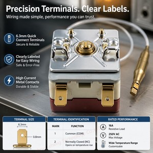 <span class=keywords><strong>Thermostat</strong></span> capillaire à capteur et ampoule en cuivre avec contrôleur de température 220V réglable pour radiateurs et équipements de chauffage électrique - Product Image 1