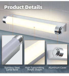 Applique murale LED moderne argentée pour salle de bain, luminaire mural élégant pour la maison - Product Image 2