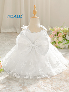 MQATZ Vestido de Fiesta Blanco Bonito <span class=keywords><strong>para</strong></span> Bebés <span class=keywords><strong>Niñas</strong></span>, Elegante Vestido Floral de Verano con Lazo Grande, Vestido de Boutique <span class=keywords><strong>para</strong></span> Cumpleaños de 3 Años QL002XZ - Product Image 6