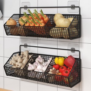 Metal <strong>Wall</strong> Hanging Kitchen Shelf <strong>for</strong> Onion Ginger Garlic Condiments Spice Fruit <strong>Storage</strong> Rack Punch-Free <strong>Wall</strong> Drain <strong>Basket</strong> - Product Image 1