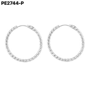 Pendientes de aro Amy Amy Fashion, chapados en plata, con patrón de pirámide, 2,5 cm, regalo de joyería para mujer, estilo clásico PE2744 - Product Image 1