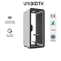 UNIBOOTH Cabine insonorisée moderne et ergonomique 33 dB, ignifuge ISO 23351, à montage rapide, pour laboratoire créatif et atelier, exportation mondiale