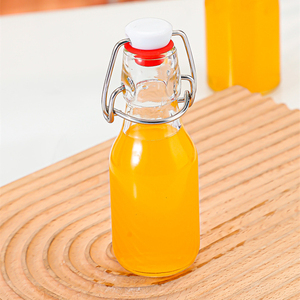 Bouteille en verre carrée de 50 ml, 100 ml, 3,5 oz pour eau, jus, bière, liqueur, décoration d'intérieur, avec bouchon à bascule en acier inoxydable 304/201 - Product Image 3