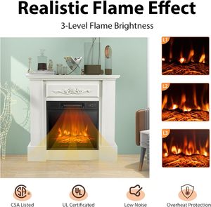 Insert de cheminée électrique entier avec télécommandes foyer blanc décoratif meuble tv debout avec <span class=keywords><strong>bois</strong></span> de chauffage - Product Image 3