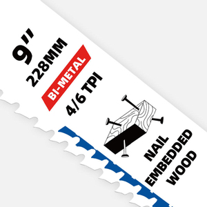 ใบเลื่อยตัดไม้แบบไบเมทัล BIM ขนาด 9 นิ้ว 228 มม. 4-6TPI สำหรับตัดตะปูและงานรื้อถอน ตัดเร็ว - Product Image 2