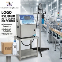 Imprimante à jet d'encre continu IP55 SUS304, machine de codage industrielle CIJ à nettoyage automatique pour l'impression de la date d'expiration par lots