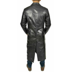 Manteau long en cuir véritable pour homme, coupe classique, de haute qualité, avec logo personnalisé, design personnalisé, vente en gros, vêtements d'hiver - Product Image 2