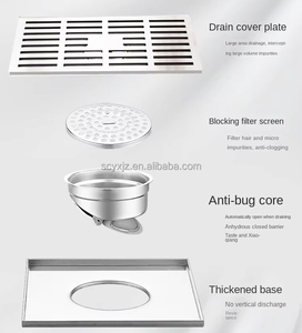 La copertura quadrata dello scarico del pavimento dell'acciaio inossidabile di Design moderno 20-30cm ha ingrandito la dimensione per uso interno dell'hotel della cucina del cortile - Product Image 4