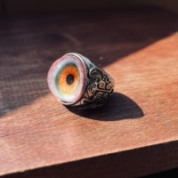 Bague ajustable en alliage, style punk, avec motif totem et œil de rideau rétro, au design audacieux et accrocheur, pour l'index
