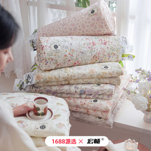 All Cotton Double Layer Yarn Printed Summer Quilt Set <b>4</b> Pieces Floral Pattern Cooling For Baby And Children - Product Image 1