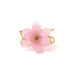 Fashion Bangle <b>Pink</b> Flower Design PVD Gold Plated 316L Stainless Steel Sustainable Resistant Jewelry for Women - Product Image 2