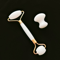 DIY Gems Masseur facial de haute qualité, ensemble d'outils Gua Sha en jade blanc, rouleau de jade avec emballage en boîte, rouleau de jade