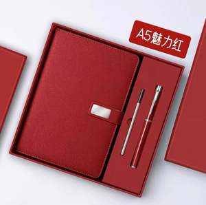 Customized A5 <b>Notebook</b> and Pen Gift Box <b>Set</b> for Company Logo and University Graduation Souvenirs Leather Cover - Product Image 3