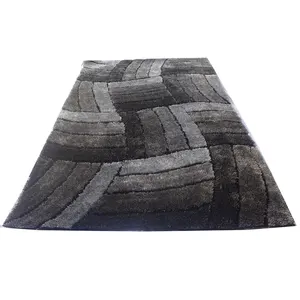 Alfombra peluda y esponjosa barata, alfombra decorativa de color gris para el hogar
