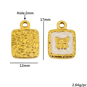 Colgante de mariposa cuadrada de acero inoxidable esmaltado, chapado en oro, para bricolaje, collar, pulsera, accesorio de joyería unisex - Product Image 2