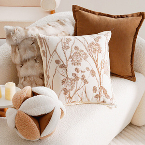 <span class=keywords><strong>Coussin</strong></span> décoratif moderne en polaire douce, brodé de motifs floraux neutres, pour canapé, <span class=keywords><strong>lit</strong></span>, et décoration intérieure de style farmhouse - Product Image 2