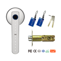 Cerradura de puerta de madera inteligente marca MB, aleación de zinc y aplicación Tuya, huellas dactilares y opciones de almacenamiento de datos en la nube