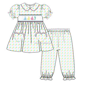 Puresun New Style Smocking Boutique Kinder kleid Baumwolle Polyester Wassermelone stickerei Smocked Baby Girl Kleid - Product Image 4