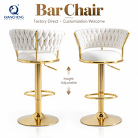 Chaises hautes pivotantes de luxe QIANCHENG en acier inoxydable pour tables de bar, meubles en métal pour la maison, les restaurants et les hôtels