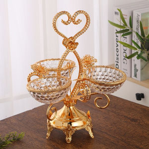 Plateau à fruits en verre trempé et fer forgé, style rétro européen, élégant, décoration de table exquise et accessoire pour hôtels et foyers - Product Image 1