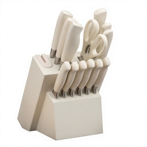 Wholesale 14‑Piece Cream White Kitchen <b>Knife</b> <b>Set</b> High Hardness Stainless Steel Cutlery <b>Set</b> with <b>Knife</b> Block - Product Image 2