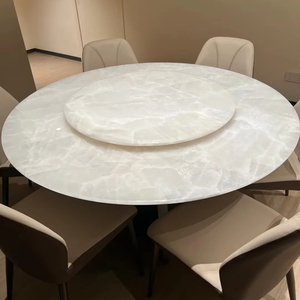 Bàn ăn xoay trung tâm bằng đá cẩm thạch trắng Thiết kế hiện đại Bộ bàn ăn bằng đá cẩm thạch sang trọng Bàn ăn tròn cho gia đình - Product Image 1