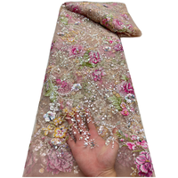 NI.AI Kain Brokat Bunga 3D Terbaru yang Elegan dengan Payet dan Bordir Tulle untuk Gaun