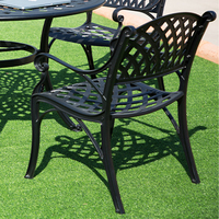 Ensemble de bistrot de patio en aluminium coulé moderne de 5 pièces en noir pour table de jardin de meubles de parc de plage en plein air avec cadre en métal