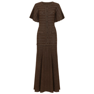Vestido Largo <span class=keywords><strong>de</strong></span> Punto con Lentejuelas, Estilo Francés, <span class=keywords><strong>Manga</strong></span> <span class=keywords><strong>Corta</strong></span>, Cuello Redondo, <span class=keywords><strong>Vestidos</strong></span> Ajustados para Mujer, Elegantes, <span class=keywords><strong>Casuales</strong></span>, <span class=keywords><strong>de</strong></span> Oficina - Product Image 3