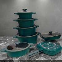 Set Peralatan Masak 14 Buah Berkualitas Tinggi, Set Panci Anti Lengket Berlapis Granit, Set Panci dan Wajan Aluminium Berlapis Marmer
