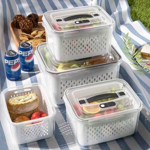 Set di Contenitori per Alimenti in Plastica di Grado Alimentare con Cestello di Drenaggio e Manico, Scatole Sigillate in PP per Mantenere la Freschezza - Product Image 6