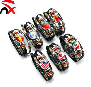 Bracelets drapeau américain en gros, bracelets patriotiques de football, bracelet en cuir PU tressé <span class=keywords><strong>pour</strong></span> hommes et femmes - Product Image 1
