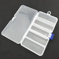 1 OUTKIT Boîte de rangement de leurre de pêche en plastique transparent à 5 compartiments Boîte à outils de pêche visible 17.7*9.3cm