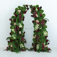 Arche de fleurs artificielles en soie roses blanches et verdoyantes pour décoration de mariage, support floral pour toile de fond de fête