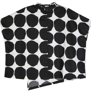 Dark Style Mini Revers Schwarz-Weiß Dot Layered Open Cut Kurzarmhemd für Frauen - Product Image 5